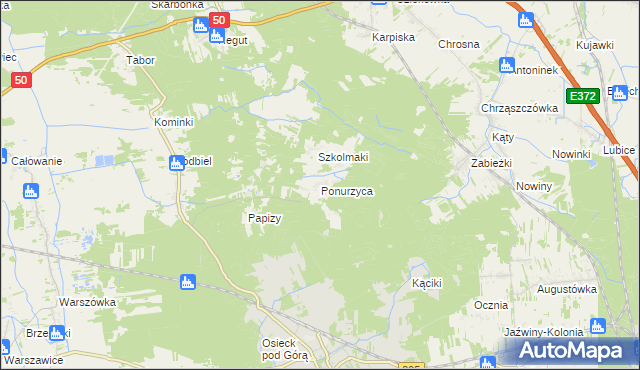 mapa Ponurzyca, Ponurzyca na mapie Targeo