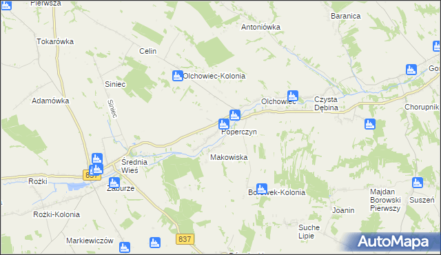 mapa Poperczyn, Poperczyn na mapie Targeo