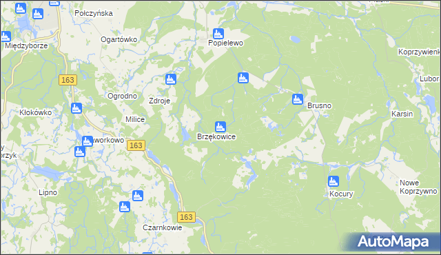 mapa Popielewice, Popielewice na mapie Targeo