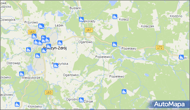 mapa Popielewko, Popielewko na mapie Targeo