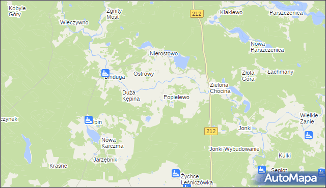 mapa Popielewo gmina Konarzyny, Popielewo gmina Konarzyny na mapie Targeo