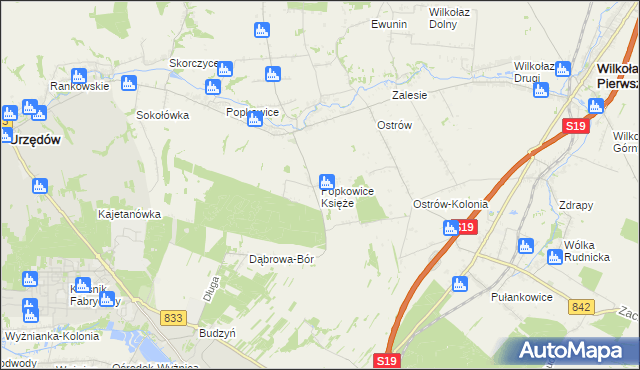 mapa Popkowice Księże, Popkowice Księże na mapie Targeo