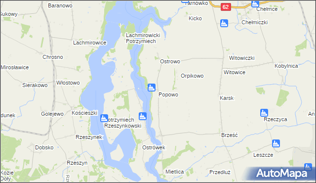 mapa Popowo gmina Kruszwica, Popowo gmina Kruszwica na mapie Targeo