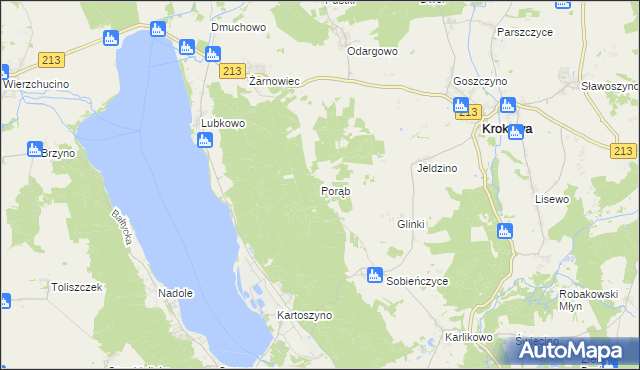 mapa Porąb gmina Krokowa, Porąb gmina Krokowa na mapie Targeo