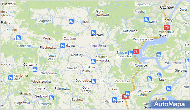 mapa Porąbka Iwkowska, Porąbka Iwkowska na mapie Targeo