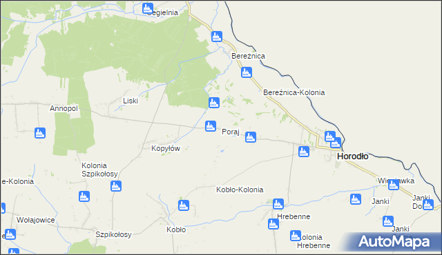 mapa Poraj gmina Horodło, Poraj gmina Horodło na mapie Targeo