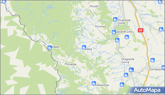 mapa Poręba gmina Bystrzyca Kłodzka, Poręba gmina Bystrzyca Kłodzka na mapie Targeo