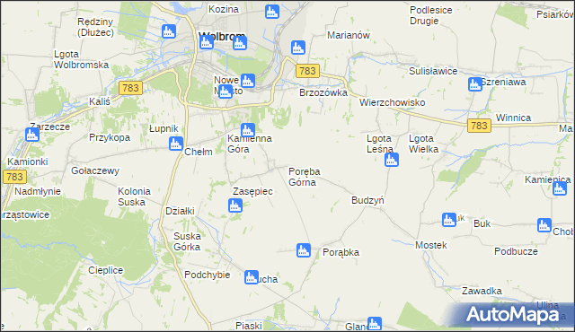 mapa Poręba Górna, Poręba Górna na mapie Targeo