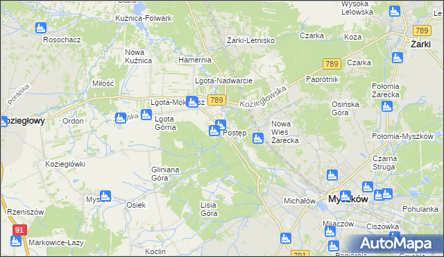 mapa Postęp, Postęp na mapie Targeo