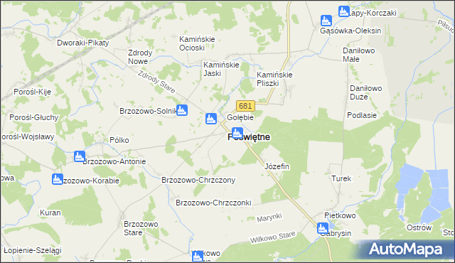 mapa Poświętne powiat białostocki, Poświętne powiat białostocki na mapie Targeo