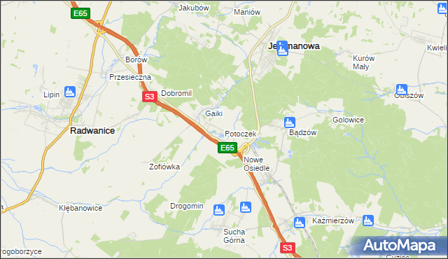 mapa Potoczek gmina Jerzmanowa, Potoczek gmina Jerzmanowa na mapie Targeo