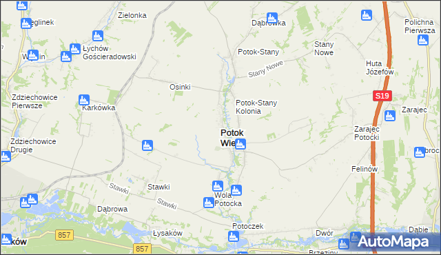 mapa Potok Wielki powiat janowski, Potok Wielki powiat janowski na mapie Targeo