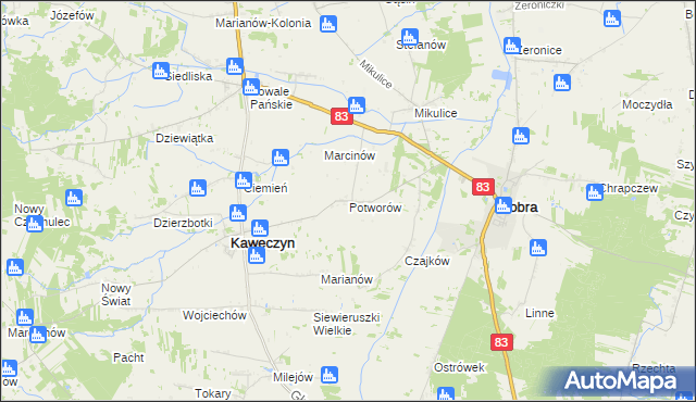 mapa Potworów gmina Dobra, Potworów gmina Dobra na mapie Targeo