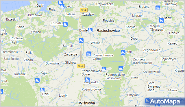 mapa Poznachowice Górne, Poznachowice Górne na mapie Targeo