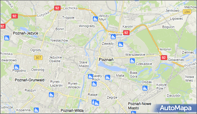 mapa Poznania, Poznań na mapie Targeo