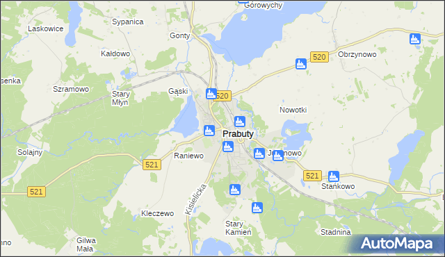 mapa Prabuty powiat kwidzyński, Prabuty powiat kwidzyński na mapie Targeo