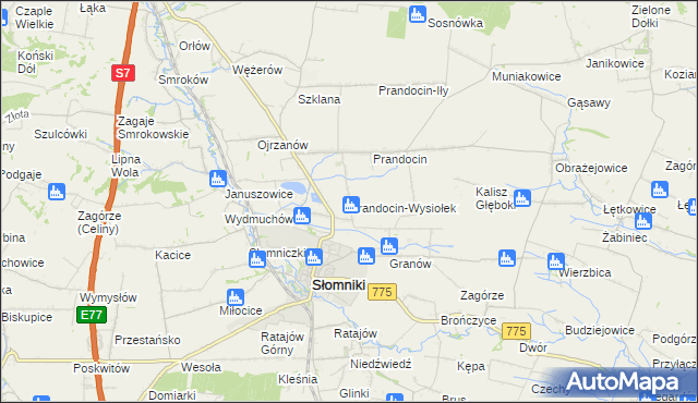 mapa Prandocin-Wysiołek, Prandocin-Wysiołek na mapie Targeo