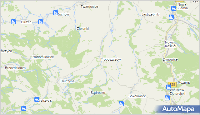 mapa Proboszczów, Proboszczów na mapie Targeo