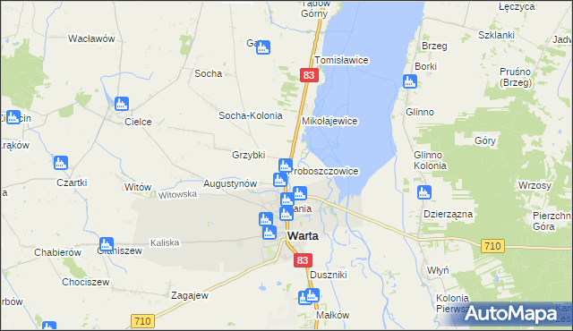 mapa Proboszczowice gmina Warta, Proboszczowice gmina Warta na mapie Targeo