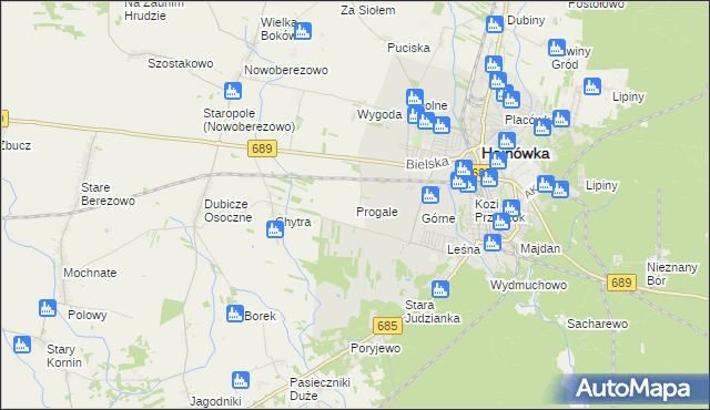 mapa Progale, Progale na mapie Targeo