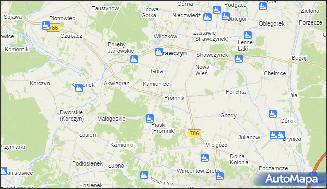 mapa Promnik gmina Strawczyn, Promnik gmina Strawczyn na mapie Targeo