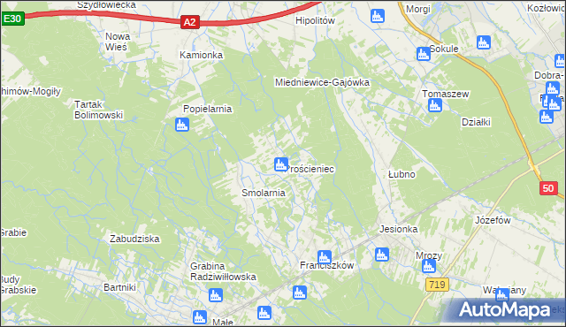 mapa Prościeniec, Prościeniec na mapie Targeo