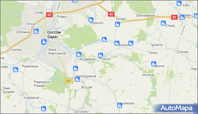 mapa Prosna gmina Praszka, Prosna gmina Praszka na mapie Targeo