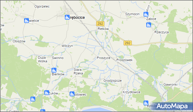 mapa Proszyce, Proszyce na mapie Targeo