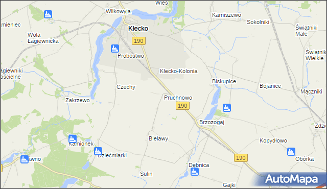 mapa Pruchnowo gmina Kłecko, Pruchnowo gmina Kłecko na mapie Targeo