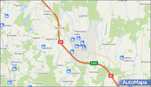 mapa Prusice powiat trzebnicki, Prusice powiat trzebnicki na mapie Targeo