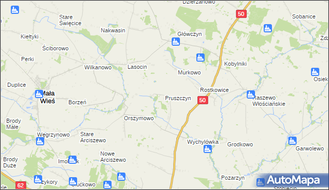 mapa Pruszczyn, Pruszczyn na mapie Targeo