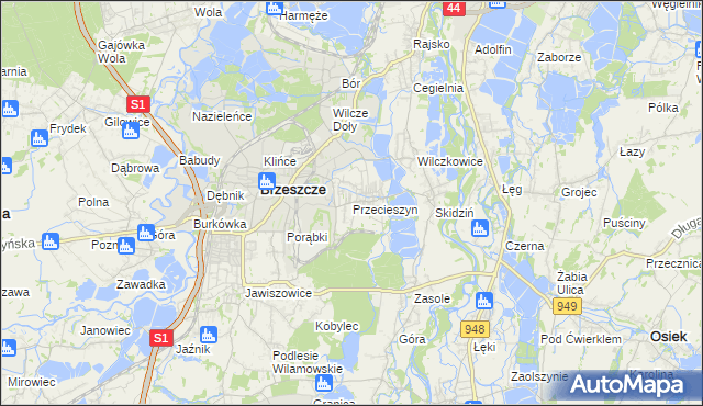 mapa Przecieszyn, Przecieszyn na mapie Targeo