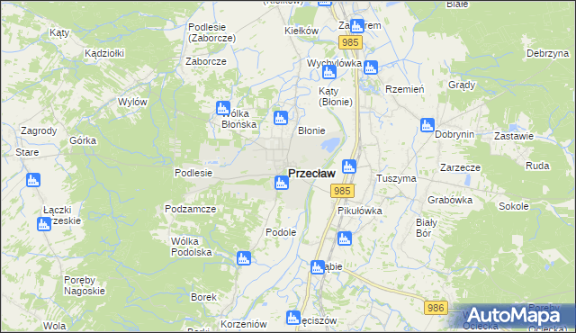 mapa Przecław powiat mielecki, Przecław powiat mielecki na mapie Targeo