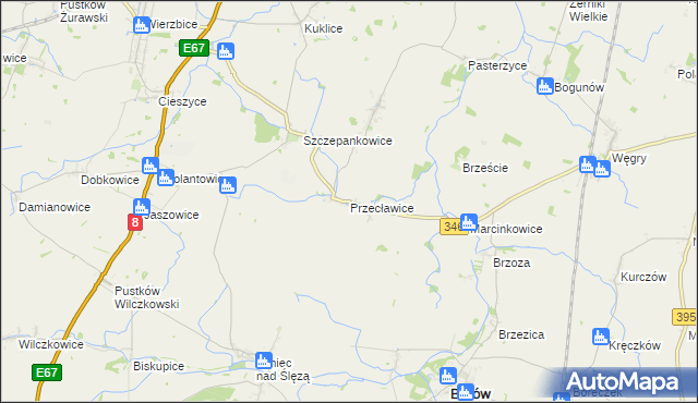 mapa Przecławice gmina Żórawina, Przecławice gmina Żórawina na mapie Targeo