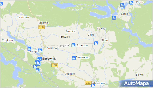 mapa Przeczno gmina Bierzwnik, Przeczno gmina Bierzwnik na mapie Targeo