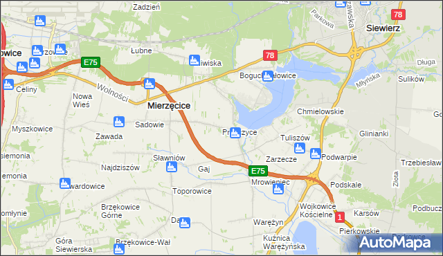 mapa Przeczyce, Przeczyce na mapie Targeo