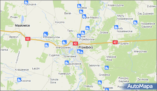 mapa Przedbórz powiat radomszczański, Przedbórz powiat radomszczański na mapie Targeo