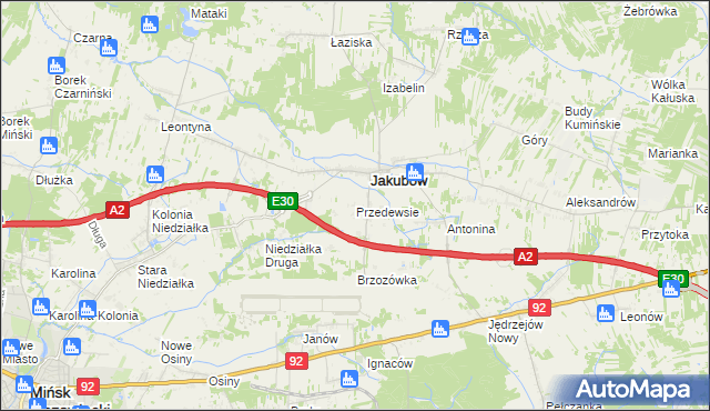 mapa Przedewsie gmina Jakubów, Przedewsie gmina Jakubów na mapie Targeo