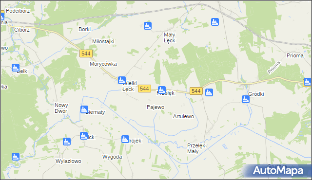 mapa Przełęk gmina Płośnica, Przełęk gmina Płośnica na mapie Targeo