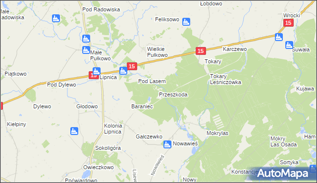 mapa Przeszkoda gmina Golub-Dobrzyń, Przeszkoda gmina Golub-Dobrzyń na mapie Targeo