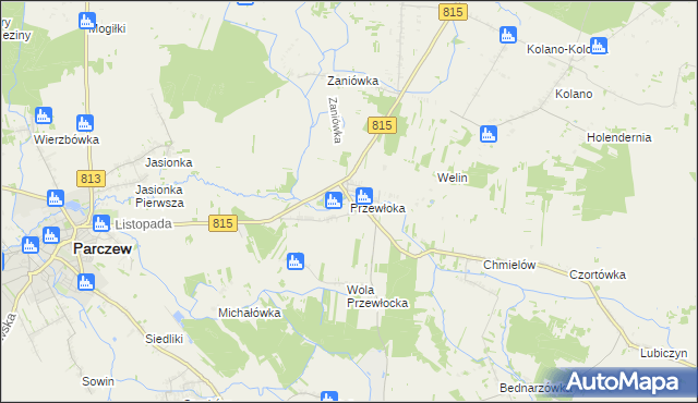 mapa Przewłoka gmina Parczew, Przewłoka gmina Parczew na mapie Targeo