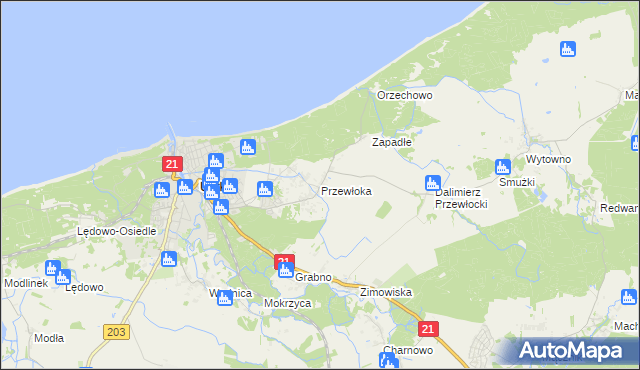 mapa Przewłoka gmina Ustka, Przewłoka gmina Ustka na mapie Targeo