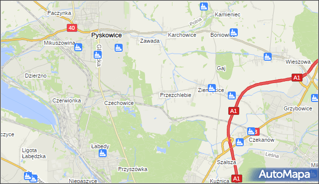 mapa Przezchlebie, Przezchlebie na mapie Targeo