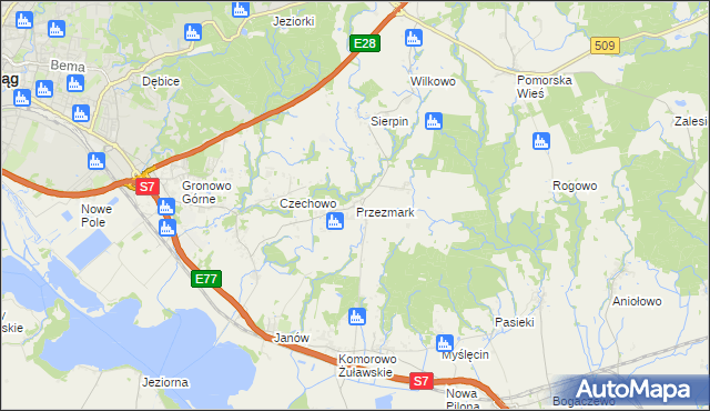 mapa Przezmark gmina Elbląg, Przezmark gmina Elbląg na mapie Targeo