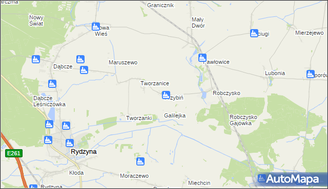 mapa Przybiń, Przybiń na mapie Targeo