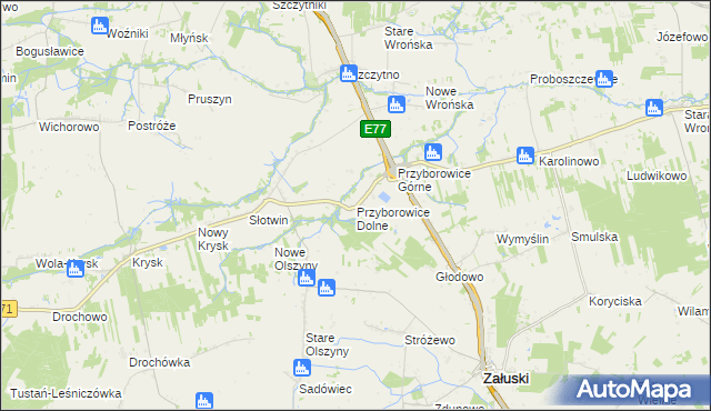 mapa Przyborowice Dolne, Przyborowice Dolne na mapie Targeo