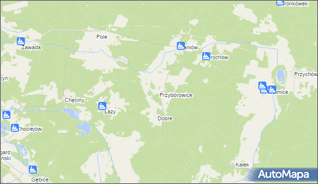 mapa Przyborowice gmina Gubin, Przyborowice gmina Gubin na mapie Targeo