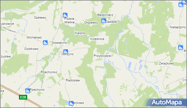 mapa Przybrodzie gmina Główczyce, Przybrodzie gmina Główczyce na mapie Targeo