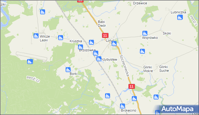 mapa Przybysław gmina Okonek, Przybysław gmina Okonek na mapie Targeo