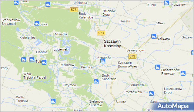 mapa Przychód gmina Szczawin Kościelny, Przychód gmina Szczawin Kościelny na mapie Targeo